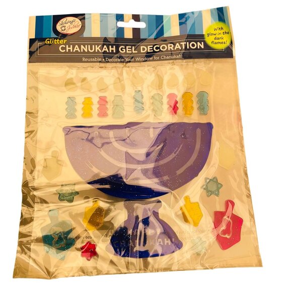 Hanukkah Gel Decoration Set With Glow In The Dark Flames - Picture 1 of 5